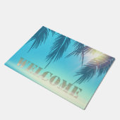 トロピカルビーチ、パーム葉歓迎 ドアマット (アングル)