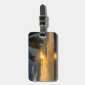 トロピカルビーチ、パーム、サンセットパーソナライズされた- ラゲッジタグ (正面縦)