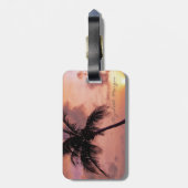 トロピカルビーチ、パーム、サンセット、ボートパーソナライズされた- ラゲッジタグ (裏面縦)