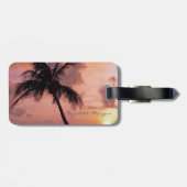 トロピカルビーチ、パーム、サンセット、ボートパーソナライズされた- ラゲッジタグ (裏面横)