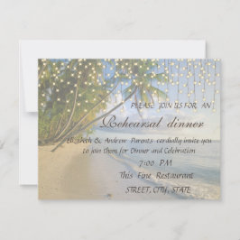 トロピカルビーチ・パーム・ストリングライトのリハーサルディナー 招待状