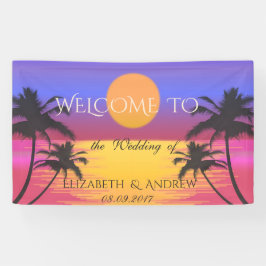 トロピカルビーチ パーム ツリー 日没 ウェディング バナー 横断幕
