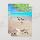 トロピカルビーチ,ヒトデ,貝殻 テーブルカード (正面/裏面)