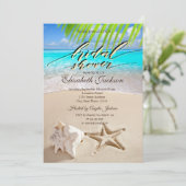 トロピカルビーチ,ヒトデ,貝殻 ブライダルシャワー 招待状 (スタンド正面)