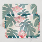 トロピカルビーチ ヒビスカス パームリーフ   返信 招待状 (正面/裏面)