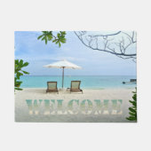 トロピカルビーチ、ビーチチェアウェルカム ドアマット (正面)