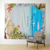 トロピカルビーチ フラワーリング ウェディング フォト 背景 タペストリー (インサイチュ(横))