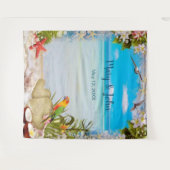 トロピカルビーチ フラワーリング ウェディング フォト 背景 タペストリー (正面(横))