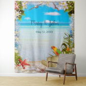 トロピカルビーチ フラワーリング ウェディング フォト 背景 タペストリー (インサイチュ)