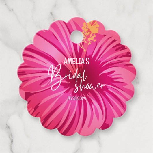 トロピカルビーチ フラワー ブライダルシャワー ウェルカムサイン フェイバータグ (正面)