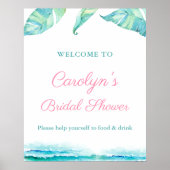 トロピカルビーチ ブライダルシャワー パーティー ウェルカム ポスター (正面)