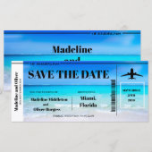 トロピカルビーチ ボーディングパス ウェディング セーブ・ザ・デート (正面/裏面)