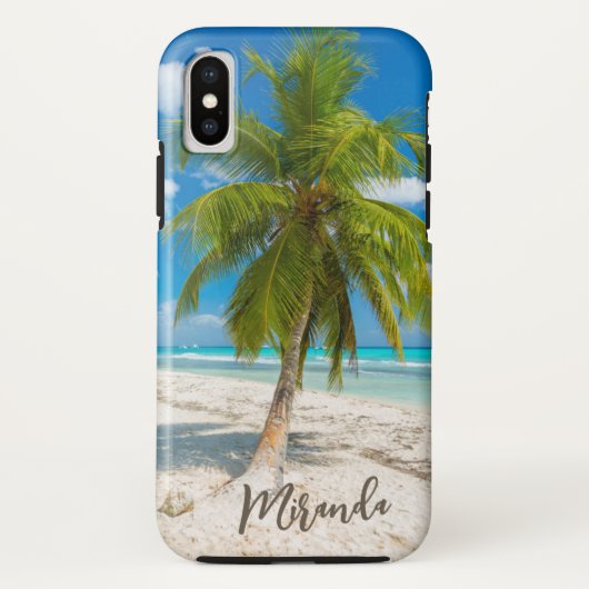 トロピカルビーチ ヤシの木 パーソナライズデザイン Case-Mate iPhoneケース (裏面)