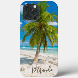 トロピカルビーチ ヤシの木 パーソナライズデザイン iPhone 13 PRO MAXケース