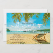 トロピカルビーチ,ヤシの木,椅子  引退パーティー 招待状 (正面)