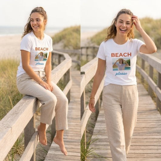 トロピカルビーチ 夏のTシャツ Beach Please 面白い Tシャツ