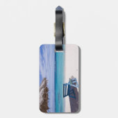 トロピカルビーチ、椅子、プルメリア ラゲッジタグ (裏面縦)