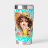 トロピカルビーチ、海に行こう  保温保冷タンブラー (背面)