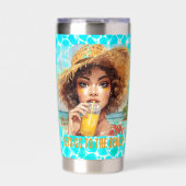 トロピカルビーチ、海に行こう  保温保冷タンブラー (正面)