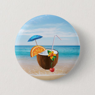 トロピカルビーチ,青空,オーシャンサンド,ココナッツカクテル 缶バッジ