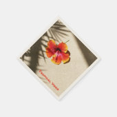 トロピカルビーブオレンジハイビスカスフラワーナプキン スタンダードカクテルナプキン (角)