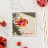 トロピカルビーブオレンジハイビスカスフラワーナプキン スタンダードカクテルナプキン (インサイチュ)