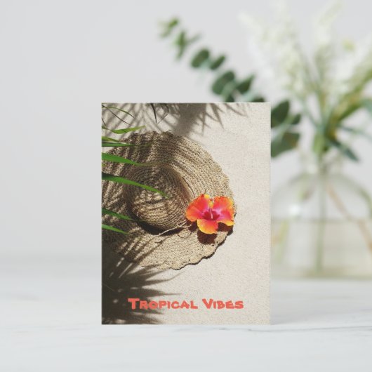 トロピカルビーブスサンハットとハイビスカス ポストカード (スタンド正面)