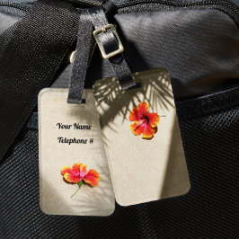 トロピカルビーブスハイビスカスオンビーチ砂 ラゲッジタグ