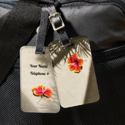 トロピカルビーブスハイビスカスオンビーチ砂 ラゲッジタグ