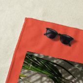 トロピカルビーブスハイビスカスサンハットオンサンドオレンジ ビーチタオル (インサイチュ)