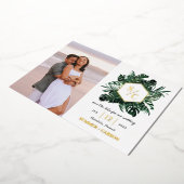 トロピカルビーブフォイル結婚式の日付カードを保存 箔招待状 (回転した状態)