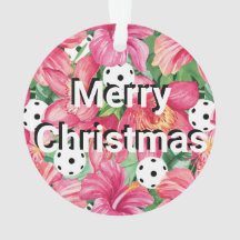 🌺🌴トロピカルピクルボール(ハイビスカス付き、文字)