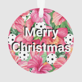🌺🌴トロピカルピクルボール(ハイビスカス付き、文字) オーナメント