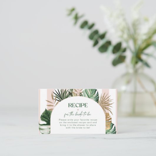 トロピカルピストライプンクブライダルシャワーレシピ エンクロージャーカード (スタンド正面)