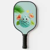 トロピカルピックボールおもしろいパドル – Palm Trees & Hibi ピックルボールラケット (裏面)
