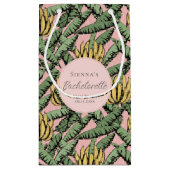 トロピカルピンクとイエローのバナナ ブライズメイドパーティー スモールペーパーバッグ (裏面)