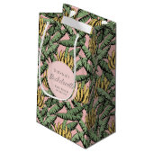 トロピカルピンクとイエローのバナナ ブライズメイドパーティー スモールペーパーバッグ (裏面アングル)