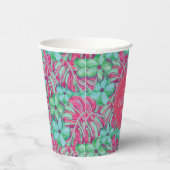 トロピカルピンクとグリーンの花のブライダルシャワー 紙コップ (右)