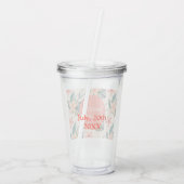 トロピカルピンクとグリーンの花嫁の友人 アクリルタンブラー (裏面)