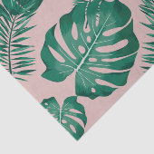 トロピカルピンクとグリーンパーム葉のシームレスパターン 薄葉紙 (詳細)
