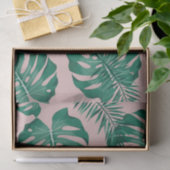 トロピカルピンクとグリーンパーム葉のシームレスパターン 薄葉紙 (ギフト)