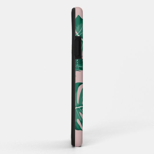 トロピカルピンクとグリーンパーム葉のシームレスパターン Case-Mate iPhoneケース (裏面/右)