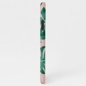 トロピカルピンクとグリーンパーム葉のシームレスパターン iPhoneケース (右側)