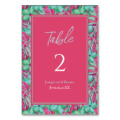 トロピカルピンクとグリーン結婚フローラ テーブルナンバー (裏面)