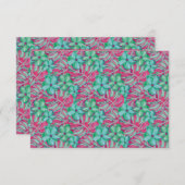 トロピカルピンクとグリーン結婚フローラ 出欠カード (正面/裏面)