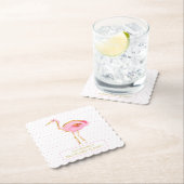 トロピカルピンクとゴールドのフラミンゴ ペーパーコースター (インサイチュ)