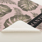 トロピカルピンクと金ゴールドパーム葉のパターンと名前 シェルパブランケット (3/4)