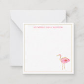 トロピカルピンクと金ゴールドフラミンゴ ノートカード (正面)