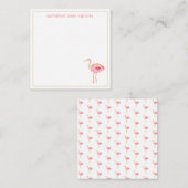 トロピカルピンクと金ゴールドフラミンゴ ノートカード (正面/裏面)