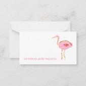 トロピカルピンクと金ゴールドフラミンゴ ノートカード (正面)
